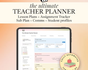 Digital Teacher Planner Notion 2026-2027 Lesson Planner Sub Plan Template Attendance Tracker Middle & High School Organization Planner