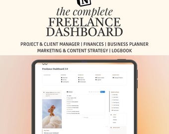 Plantilla de Notion para freelancers, planificador de negocios, CRM, seguimiento de clientes, gestión de proyectos freelance, emprendedor individual, seguimiento financiero, diseñador, planificador
