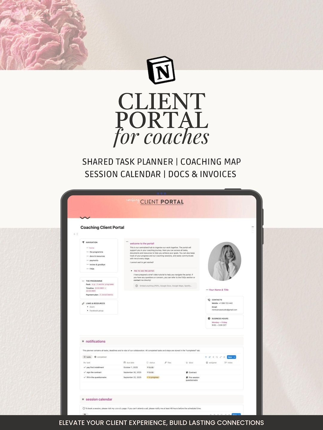 Coaching Client Portal Notion Template for Coach CRM Dashboard Online ...