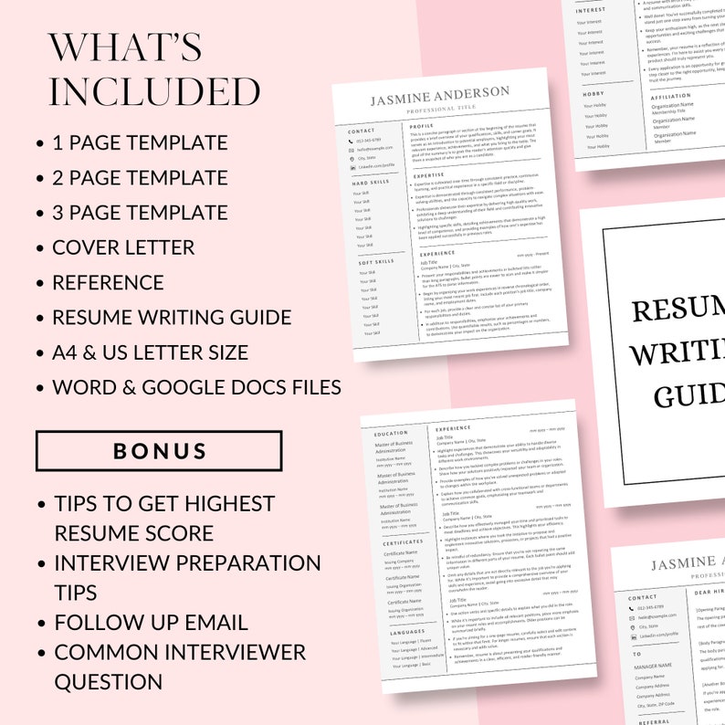ATS Resume Template | Modern CV Template for Word & Google Docs - Etsy