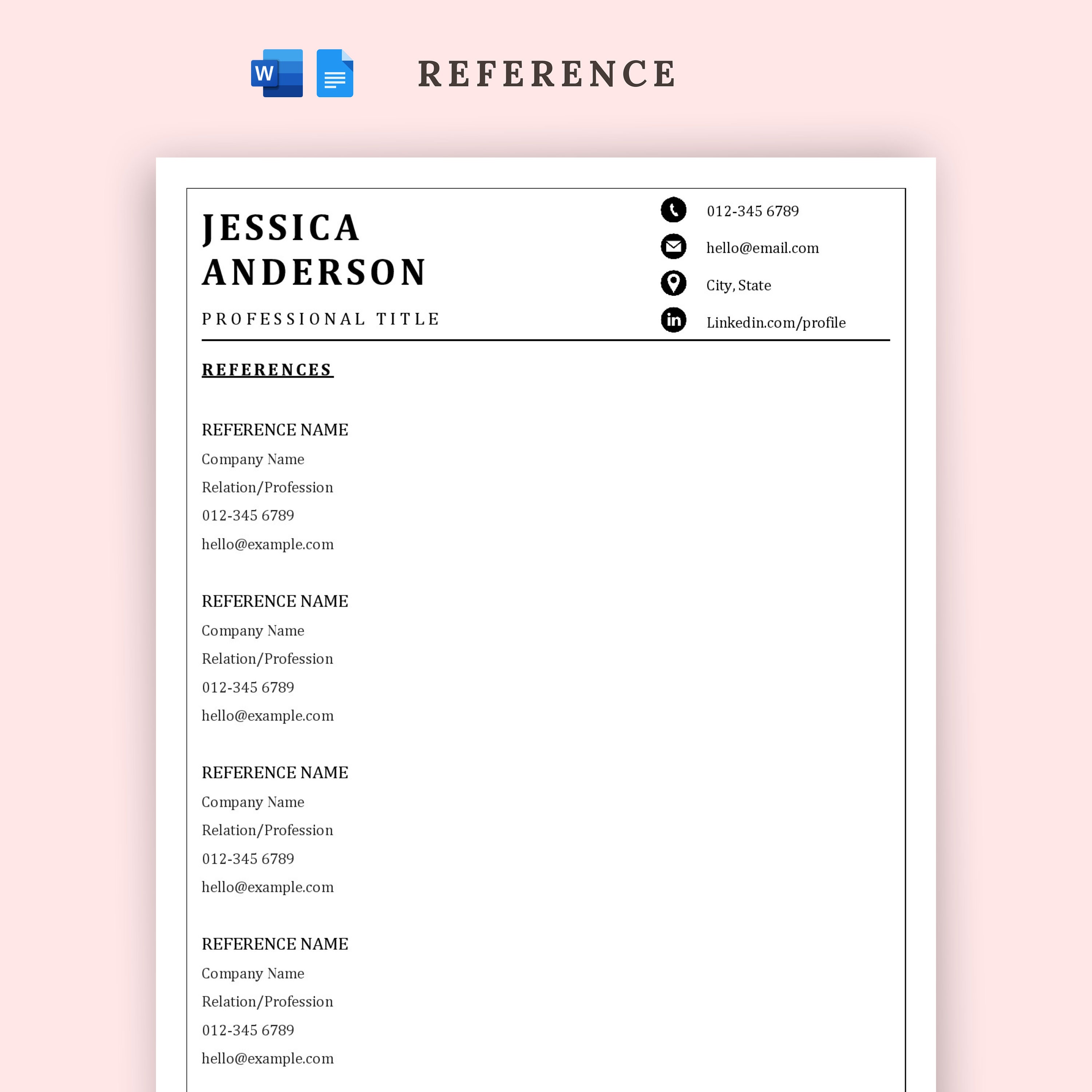 Ats Friendly Resume Template Microsoft Word Cv Template Professional