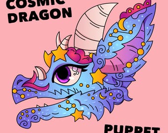 Cosmic Paper Dragon Puppet Template - Printable PDF - Galaxy Dragon