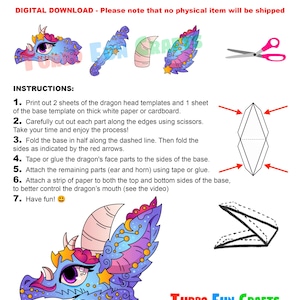 Cosmic Paper Dragon Puppet Template - Printable PDF - Galaxy Dragon - Etsy