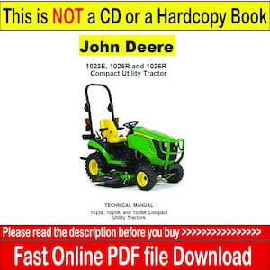 Manual de servicio técnico del tractor utilitario John Deere 1023E, 1025R y 1026R (2013 y 2018) PDF