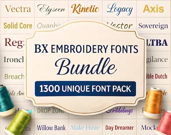 Plus de 1 300 polices de caractères de broderie BX Mega Bundle | Alphabet vintage élégant | Motifs de broderie machine | Téléchargement numérique