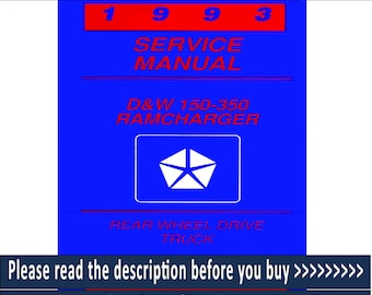 Manuel d'entretien du Dodge Ram 1993 PDF | D150 D250 D350 W150 W250 W350 Chargeuse mécanique | Téléchargement instantané