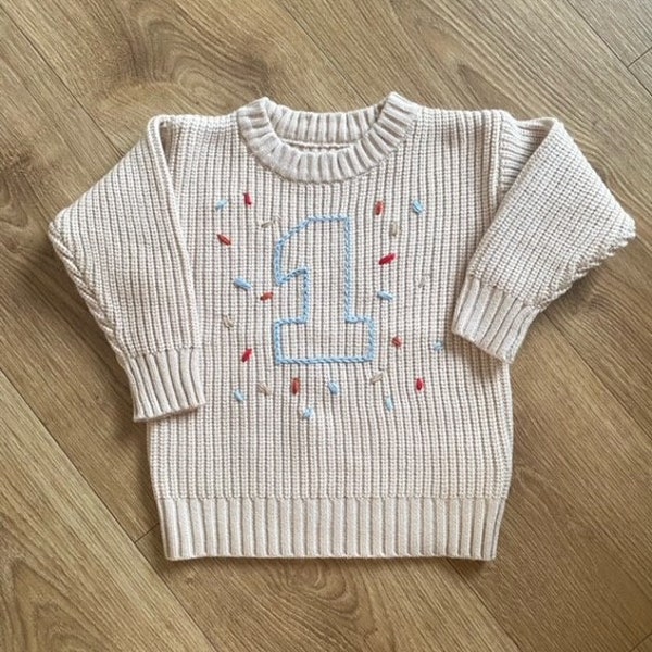 Hand embroidered Number sprinkle knit jumper