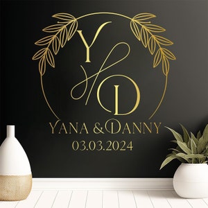 Custom Initial Wedding Reception Decor - Personalized Home Decal, Wedding Monogram for Dance Floor - Rustic Style Wedding Decorations