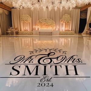 Mr and Mrs Wedding Spilt Monogram Decal - Personalized Wedding Decal for Dance Floor or Reception - Rustic Style Decor Wedding Decorations