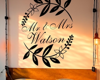 Personalized Mr & Mrs Wedding Decal - Rustic Reception Decor