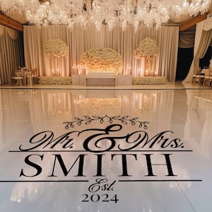 Personalized Mr and Mrs Wedding Monogram Vinyl Decal – Dance Floor Decor