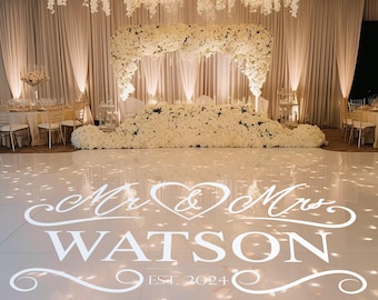 Personalized Wedding Dance Floor Decal - Mr & Mrs Monogram