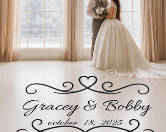 Personalized Wedding Dance Floor Decal – Custom Name & Date Monogram