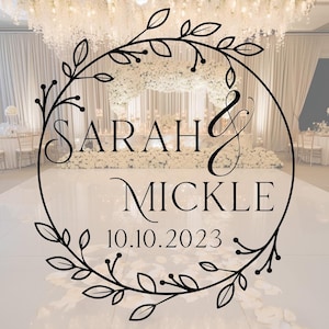 Personalized Wedding Dance Floor Monogram Decal, Elegant Vinyl