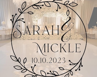 Personalized Wedding Dance Floor Monogram Decal, Elegant Vinyl