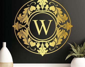 Custom Monogram Vinyl Wall Decal, Ornate Lettering