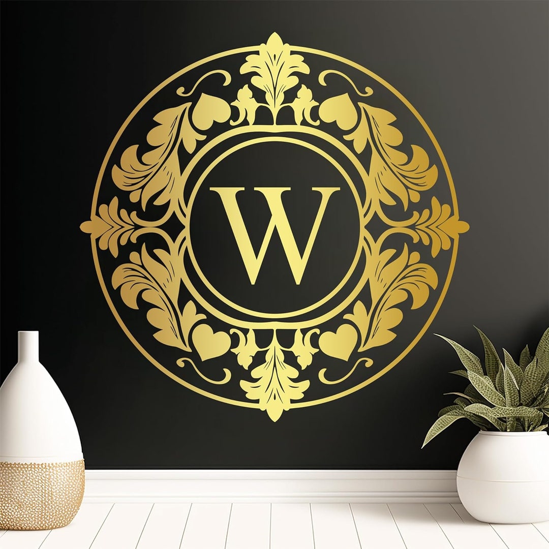Custom Monogram Vinyl Wall Decal, Ornate Lettering - Etsy