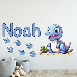 Dinosaur Cartoon Boys Name Dinosaurs Wall Decals, Personalized Name Decal Dinosaur Decor, Custom Dinosaur Wall Name Decals, Dino Boys Room