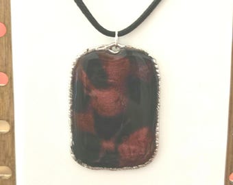 Black and dark burgundy, pendant, necklace.