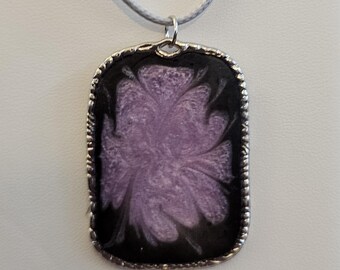Black, purple, Swirly, Resin Pendant, Necklace, Boho, unique, handmade
