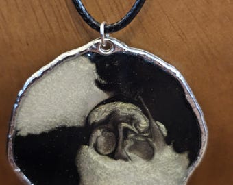 Black, Cream, Swirly, Resin Pendant, Necklace, Boho, unique, handmade