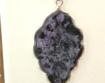 Black, purple, Swirly, with Sparkles in Resin Pendant, Necklace, Boho, unique, handmade