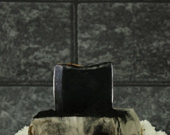 Charcoal body soap, woodsmoke and tobacco scented