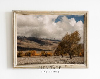 Autumn Hillside Art Print | Farmhouse | PRINTABLE | Neutral Painting | Wall Art | Digital Download | Heritage Fine Prints Co