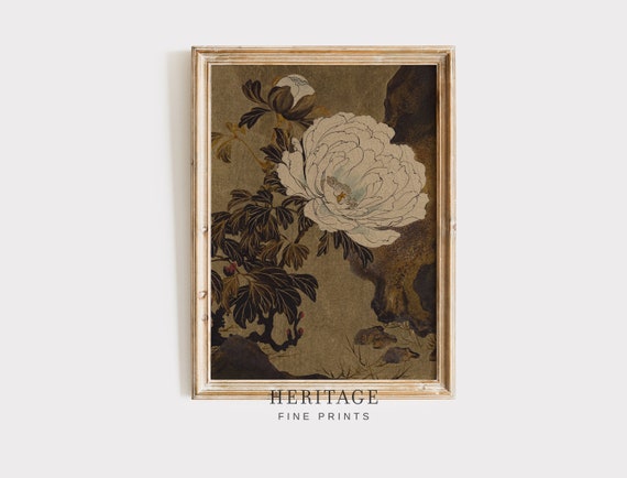 Spring Peonies Art Print | Farmhouse | PRINTABLE | Neutral Painting | Wall Art | Digital Download | Heritage Fine Prints Co