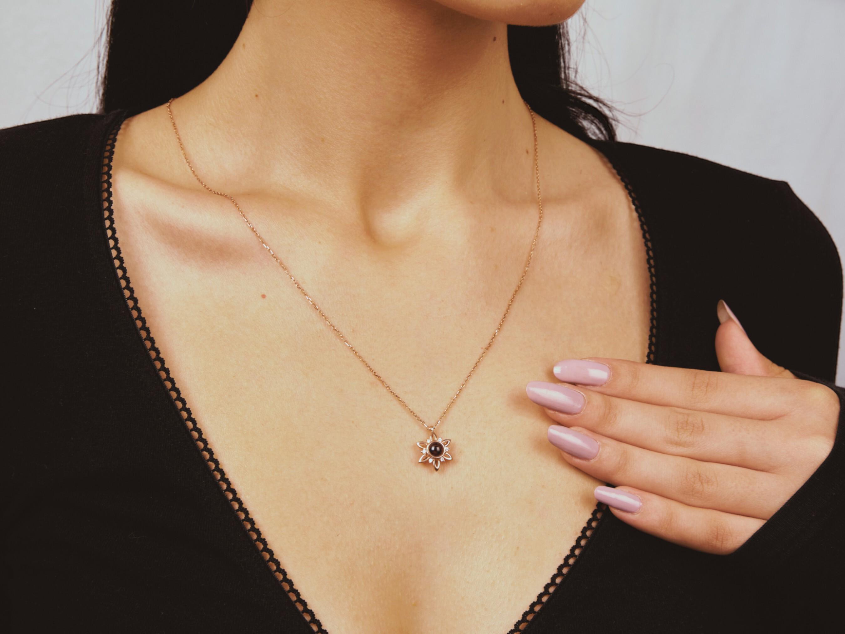 14K Rose Gold Plated Flower Pendant With 