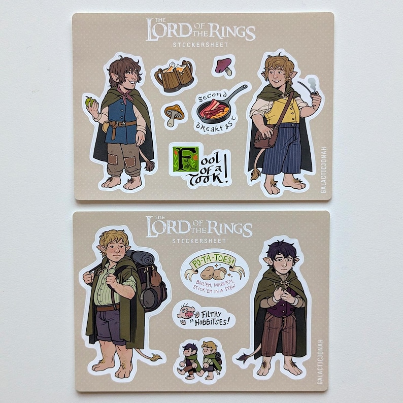 Frodo Sticker A6 Lotr Hobbit Sticker Sheets - Frodo + Sam / Merry + Pippin - Etsy