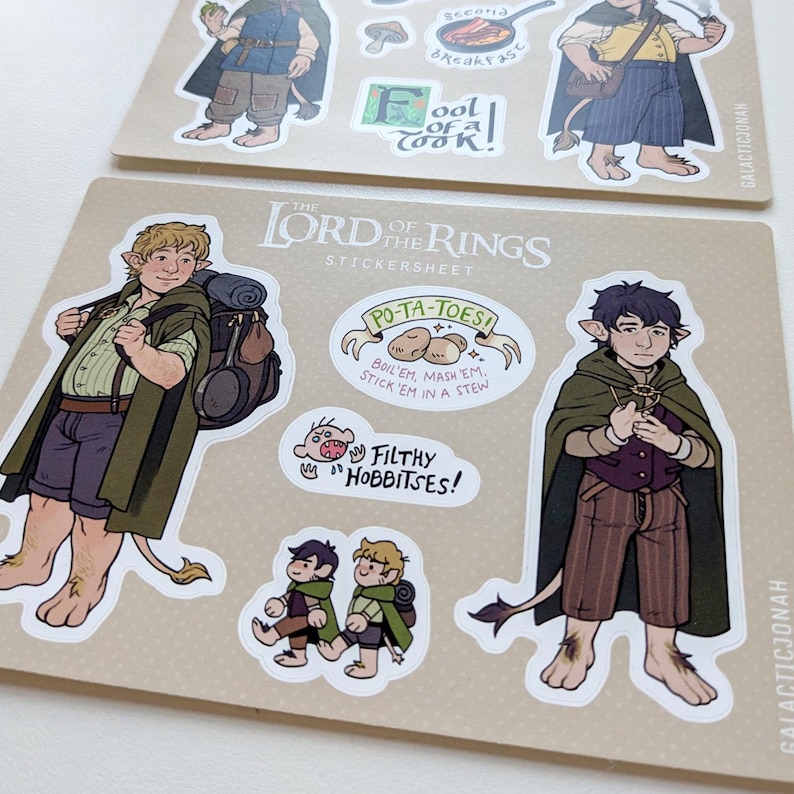 Frodo Sticker A6 Lotr Hobbit Sticker Sheets - Frodo + Sam / Merry + Pippin - Etsy