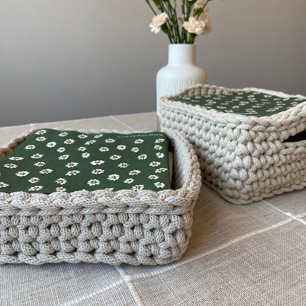 Square napkin holder | Crochet napkin basket | Made to order | Sustainable Cotton Cord | Rustic Home Decor | Home Organising | Serviette