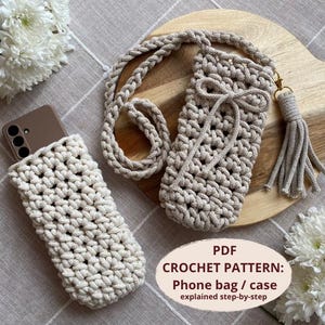Patroon gehaakt telefoontasje: 2-in-1 crossbody-telefoonhoesje (pdf-download) Geschikt voor beginners