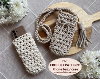 Crochet Phone Bag Pattern: 2-in-1 Crossbody Phone Case (PDF Download) Beginner Friendly