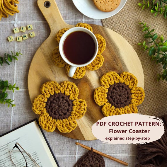 Crochet Flower Coaster Pattern: Easy Tutorial with Video (PDF Download) | Beginner Friendly
