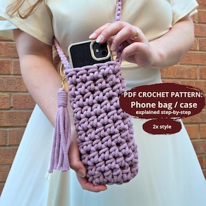 Patrón de bolso de crochet para teléfono / Funda cruzada para teléfono (PDF) / Tutorial fácil para principiantes