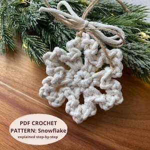 PATRÓN DE GANCHILLO: Adorno navideño de copo de nieve / Descarga instantánea en PDF / Fotos y video / Apto para principiantes / Rápido y fácil