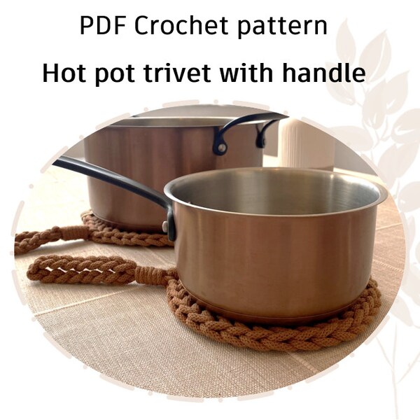 CROCHET PATTERN: Trivet / Hot pot pad with handle | 3 in 1 | Instant Download PDF | Video | Easy Tutorial | Hangable Potholder Cord Placemat