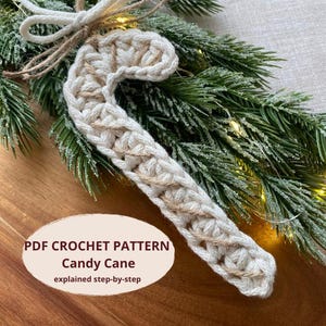 PATRÓN DE GANCHILLO: Adorno navideño de bastón de caramelo / Descarga instantánea en PDF / Fotos y video / Apto para principiantes / Rápido y fácil