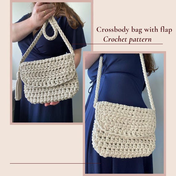 CROCHET PATTERN: Crossbody Bag With Flap | Half Moon Shape