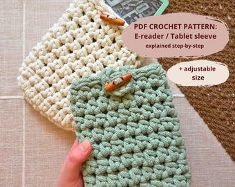 Crochet E-Reader Sleeve Pattern | Beginner-Friendly | Fits Kindle, Kobo, Tablets & More | PDF + Video Tutorial | Custom Sizing