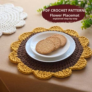 CROCHET PATTERN: Flower Placemat | Instant Download PDF | Tutorial and Video | Easy crochet mat | Spring kitchen decor | Handmade home decor
