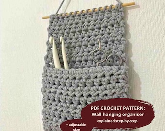 CROCHET PATTERN: Wall Hanging Organizer | Hanging Storage Basket | Instant Download PDF | Video | Beginner friendly | Quick and easy