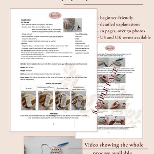 May include: A crochet tutorial with detailed instructions, beginner-friendly explanations, and over 50 photos. The pattern includes measurements for a bag approximately 9.5-10.5cm long and 20-22cm high. The tutorial also includes a video showing the whole process.