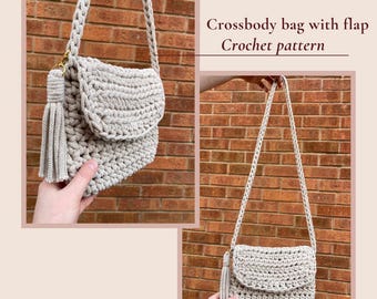 CROCHET PATTERN: Crossbody Bag With Flap | Half Moon Shape