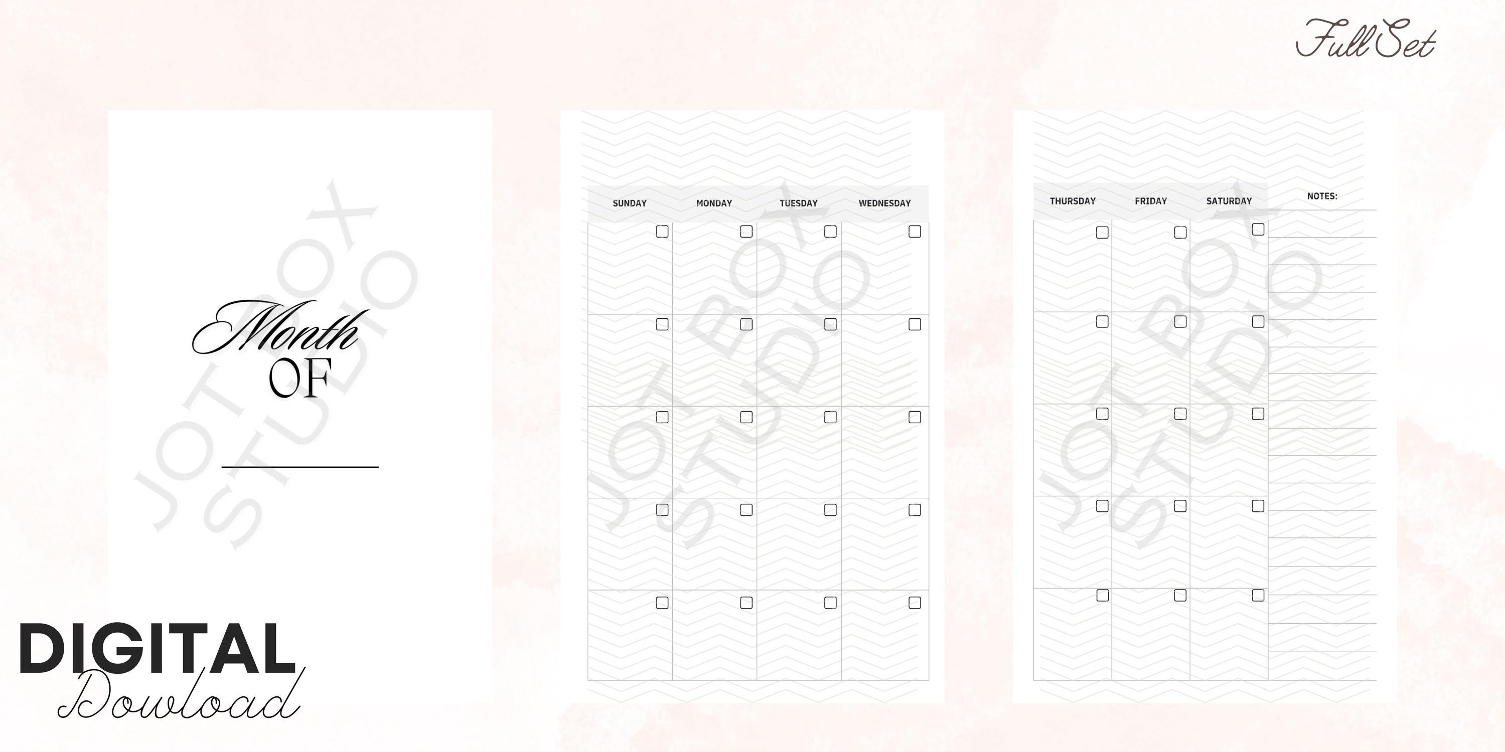 Sunday Start Monthly Planner Printable Inserts (letter 8.5 X 11) - Etsy