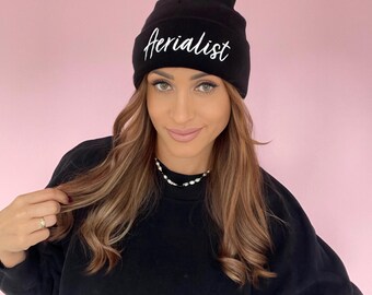 Embroidered Aerialist Beanie: Warm Winter Hat for Circus Dancers