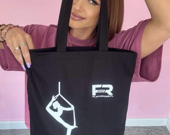 Aerial Silks Tote Bag: Black Cotton Eco-Friendly Shoulder Bag