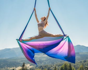 Galaxy Rainbow Aerial Silks Fabric: Double-Sided Print, Low-Medium Stretch